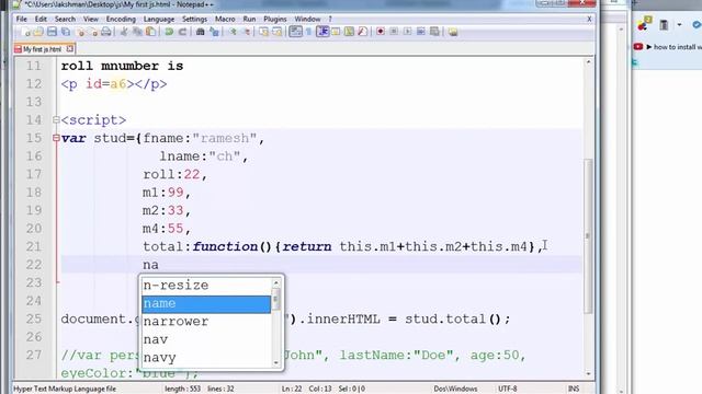 How to Create Object Methods in Javascript  --  English 17-vlr training