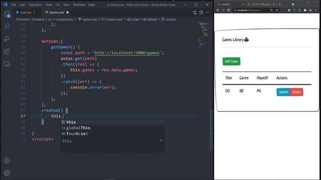 Full Stack Project with Vue.js and Flask (Games Library App)