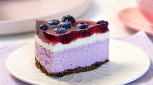 🍰 Чизкейк с голубикой без выпечки - рецепт с корейского сайта