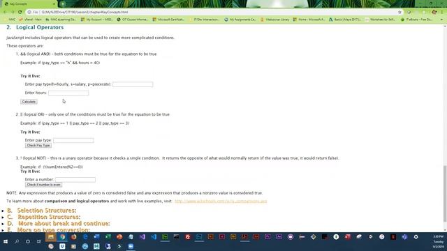 javascript comparison and logical operators