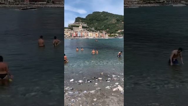 View of Portovenere from Palmaria island. Вид на Портовенере с острова Пальмария.