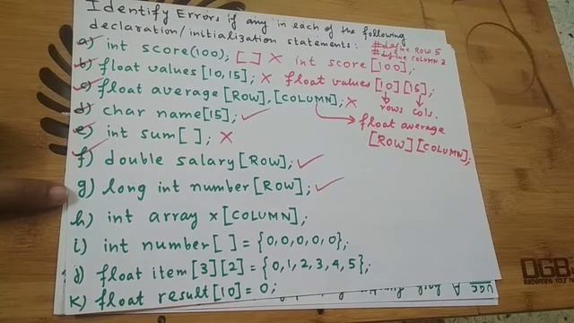 Declaration and Initialization of Arrays | Examples