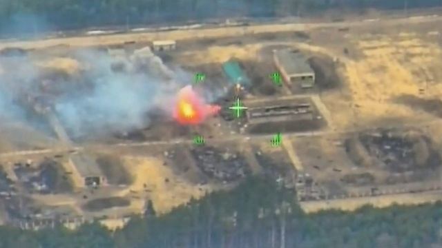Уничтожение склада ВСУ с последующим пожаром и детонацией боеприпасов.