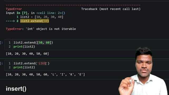 List addition methods append(), extend(), insert() | #append #extended #insert #pythonprogramming