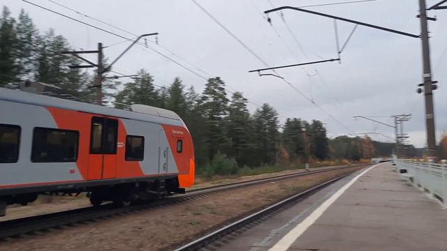 ЭС2Г-238 "Ласточка" сообщением: "Кузнечное - Санкт-Петербург" проследует о.п. Лемболово