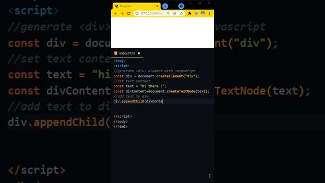 Javascript generate html element dynamically, generate div