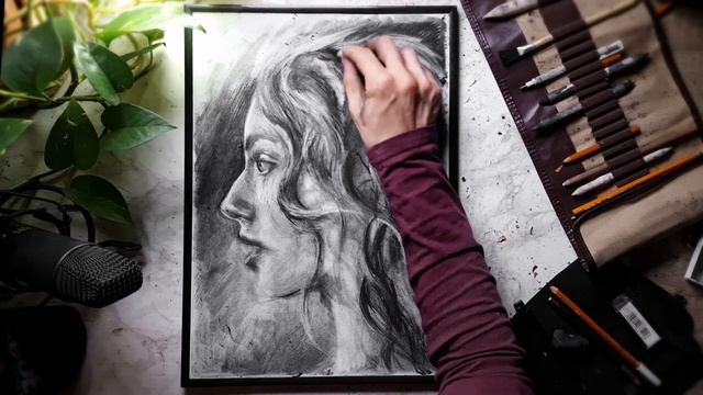 ASMR 4 Hours of Drawing a Realistic Portrait - No Talking смотреть онлайн