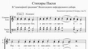 Стихиры Пасхи (Знаменный распев, глас 5)