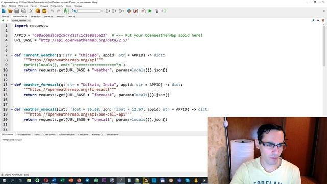 Прогноз погоды через API на Python. Запросы GET и ответы JSON. Аннотации к функциям на Python смотреть онлайн
