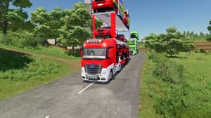 TRANSPORTING POLICE CARS & EMERGENCY AMBULANCE WITH MERCEDES TRUCKS! Farming Simulator 22