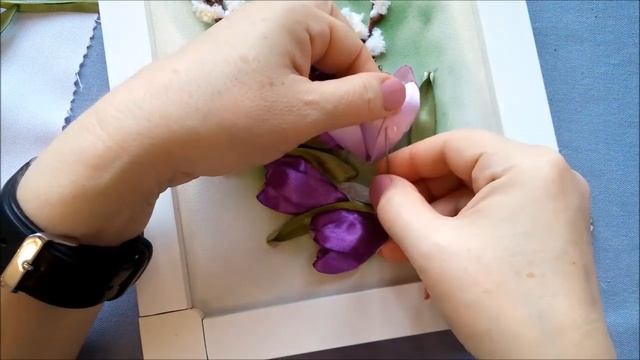 Мастер-класс. Вышивка миниатюры с вербой и крокусами. Часть 3. Вышивка центральных цветов. смотреть онлайн