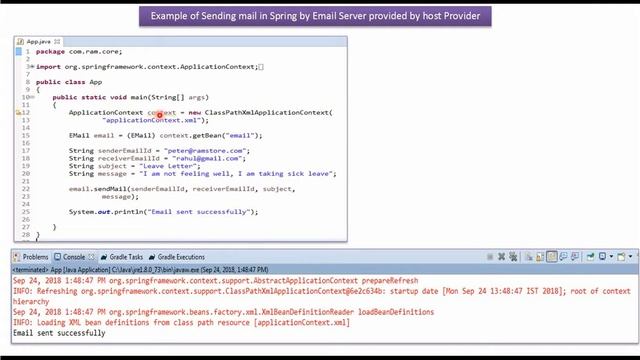 How to Send an email in Spring by Server provided by host provider? | Spring Java Mail