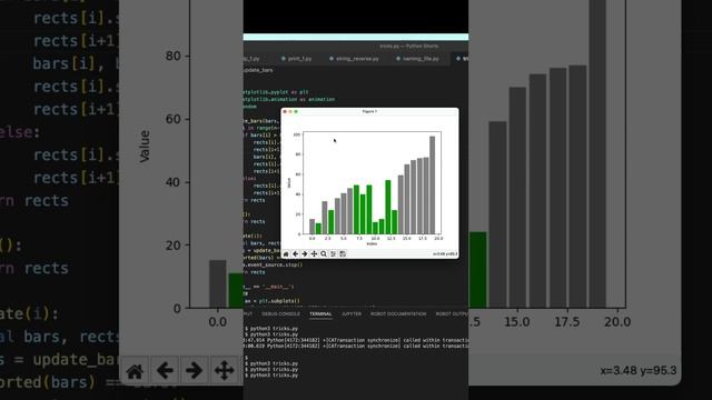 Python Animated Bubble Sort Visualization using Matplotlib and Matplotlib Animation #python