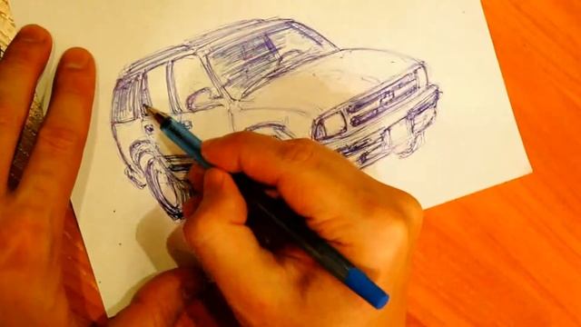 Как нарисовать машину Chevrolet Blazer How to draw a car Chevrolet Blazer fast drawing смотреть онлайн
