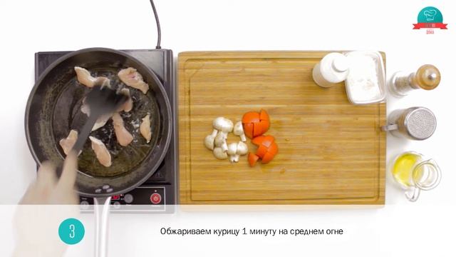 Паста фетучини с курицей и грибами