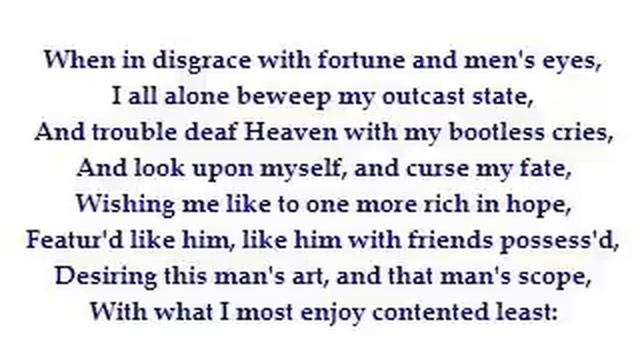 Sonnet 29 When in Disgrace with Fortune and Men's Eyes, by Shakespeare (read by Tom O'Bedlam) смотреть онлайн