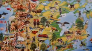 Подробная недорогая КАРТА МИРА для детей с животными и достопримечательностями