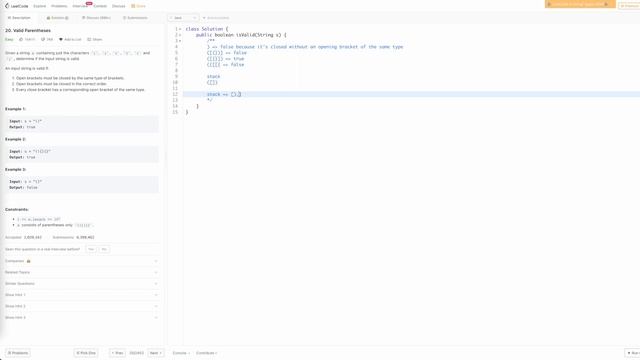 Valid Parentheses | LeetCode 20 смотреть онлайн