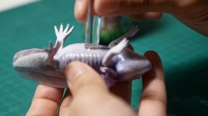 Diorama of MINECRAFT RTX ON/OFF Axolotls in the Aquarium / Polymer Clay / Epoxy Resin