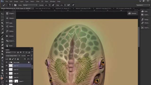 Creature Design in Adobe Photoshop 10 Brushes and Adding More Texture смотреть онлайн