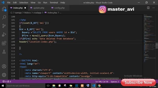 lecture 18 complete crud application | PHP CRUD Operation tutorial in hindi | #LearnPHPcrudoperatio