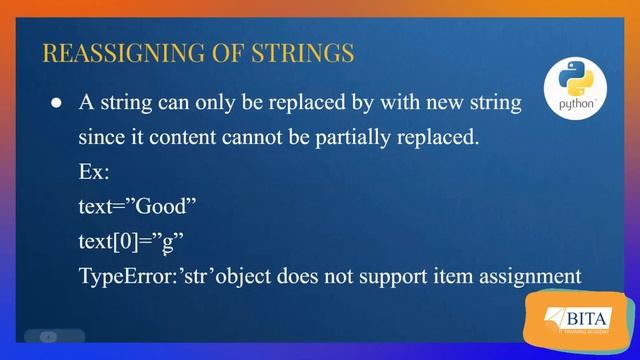 STRINGS IN PYTHON| CREATING STRINGS IN PYTHON | PYTHON STRING DATATYPE | BITA ACADEMY