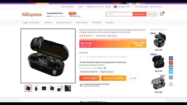 AIRDOTS 2 por R$22 / ALIEXPRESS MAIOR PROMOÇÃO / FONES TWS por R$11 смотреть онлайн