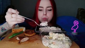 Салаты с котлетами мукбанг/сгорели котлеты,влог Ивлеевой/mukbang