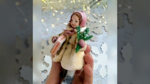 Коллекционные авторские елочные игрушки из ваты. Детки . Зима.