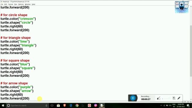 turtle.shape() Function in Python Turtle Graphics | How much type shapes and how to add in python