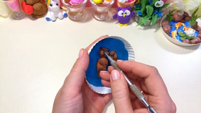 Милые Выдры. Идея для лепки.  #new #diy #plastic #поделки #howtomake #воздушныйпластилин