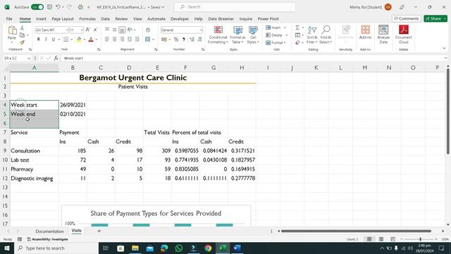 New Perspectives Excel 2019 | Module 2: SAM Project 1a | Bergamot Urgent Care Clinic | NP_EX19_2a