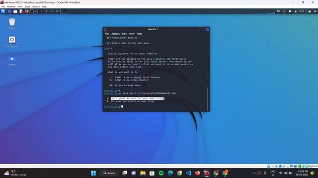 Mass Mailer Attack Using Social Engineering Toolkit#socialengineering #massmailer #kalilinux