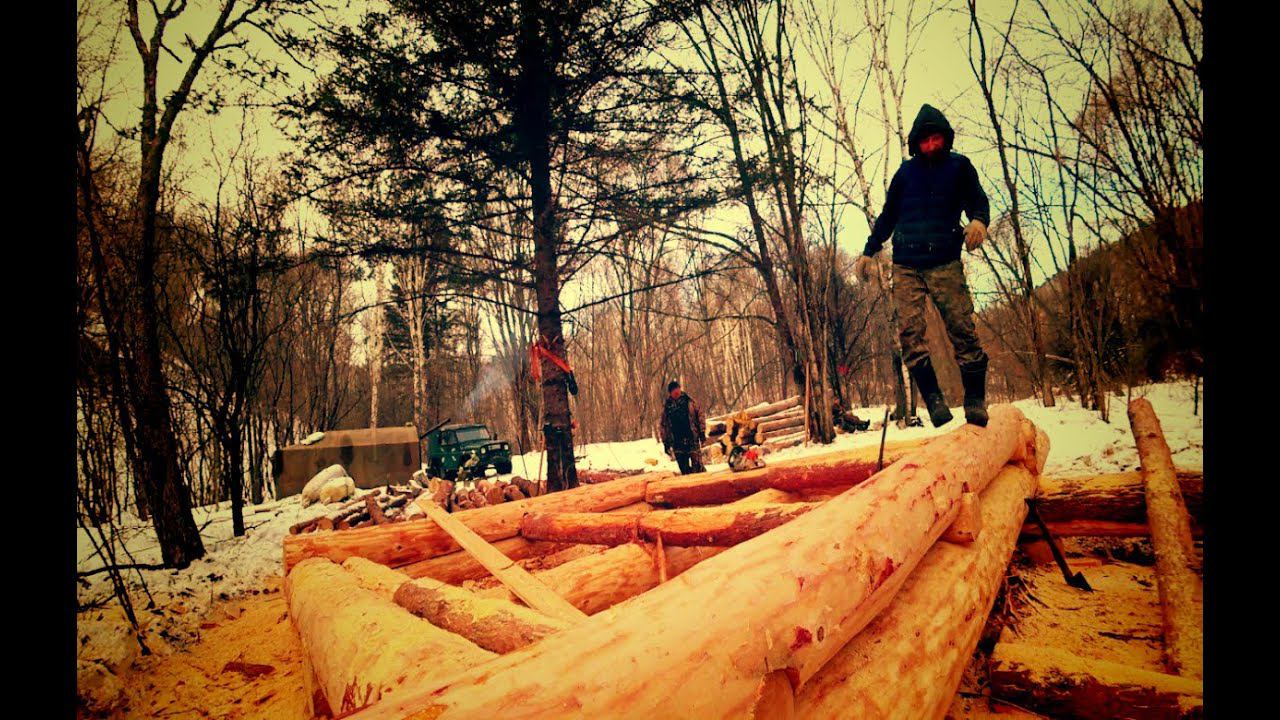 СТРОИМ В ТАЙГЕ ИЗБУ, НА НОВОМ УЧАСТКЕ. смотреть онлайн