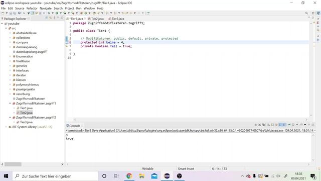 public, private, protected, default in Java | Java Tutorial für Anfänger