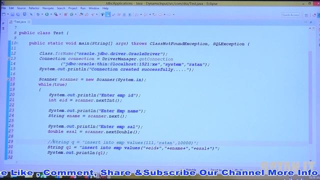 ADV JAVA || video class - 13 || JDBC Application :Input from end-user || By Ratan sir смотреть онлайн