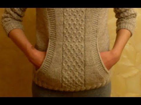 Джемпер. Часть 4. Карман, связанный спицами сверху. смотреть онлайн