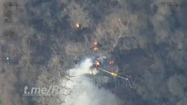 Запорожское направление — попадание "Ланцета" по танку ВСУ.