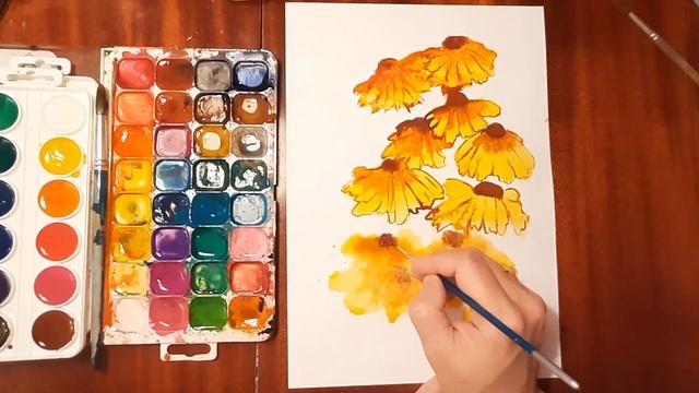 Как нарисовать осенний букет акварельными красками. Рисуем осенние цветы поэтапно.