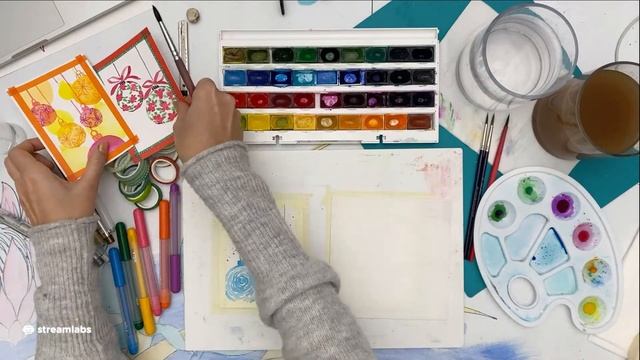 Акварельный подарок на новый год / Рисуем открытку на новый год Ч.2 смотреть онлайн