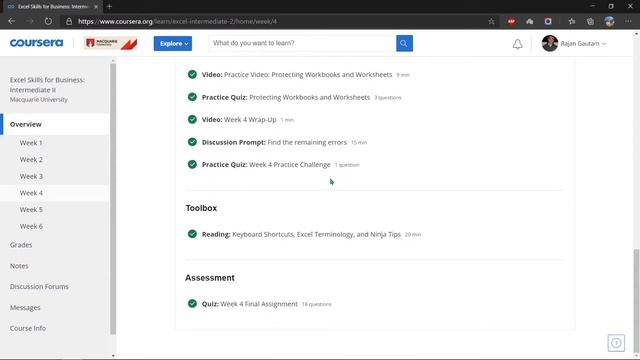 Excel Skills for Business Specialization All Answers | Coursera | Macquarie University  | With Soun