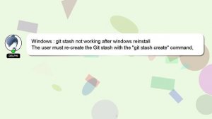 Windows : git stash not working after windows reinstall