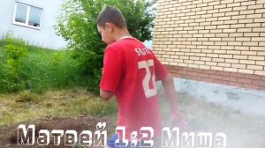 Пенальти разными мячами vs Мишка Охотников .