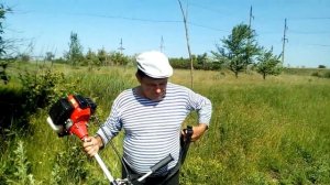 испытание насадки-культиватора на бензокосу