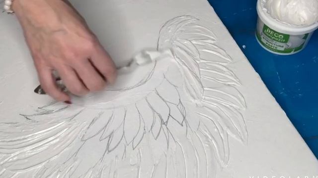 painting with texture paste "Wings". Картина текстурной пастой. Часть 1.  Мастер-класс.