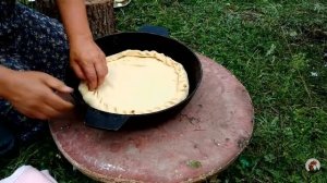 Мясной Пирог на Костре Азербайджанская Кухня Деревенская Кухня  Рецепты