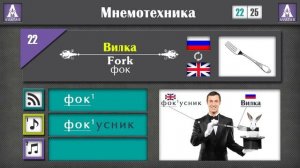 Мнемотехника.Английский язык. Как запоминать 25 Английских слов за 10 минут ? Урок №2