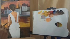?Рисуем МАСЛОМ легко "Девушку в красном платье" со спины. Марина Бердник /для начинающих