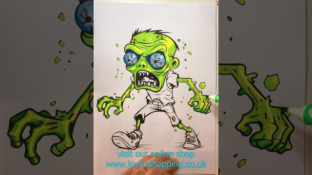 011 - T-Shirt design - Colouring a Zombie Picture for Halloween ?♂️