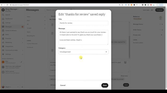 HOW TO ADD SNIPPETS AND SAVED REPLIES TO MESSAGES ON ETSY - etsy seller tips